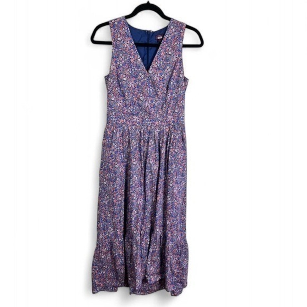 J.Crew Liberty Kayoko Floral Midi Dress Purple Cotton K7809 Size 2 - Picture 2 of 15